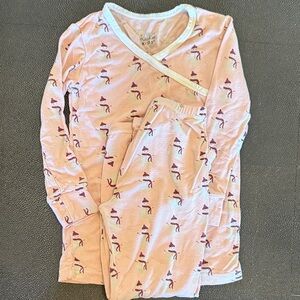 Kickee Pants Light Pink Snow man Pajama Set size 4T